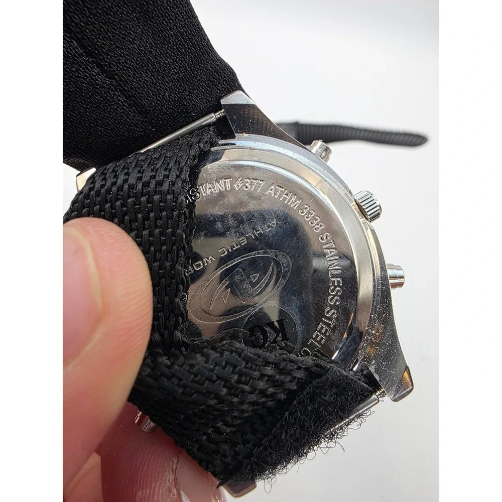 Athletic Works Mens Ana-Digi Watch‎ Black Nylon Strap 3ATM Water Resistant 3338